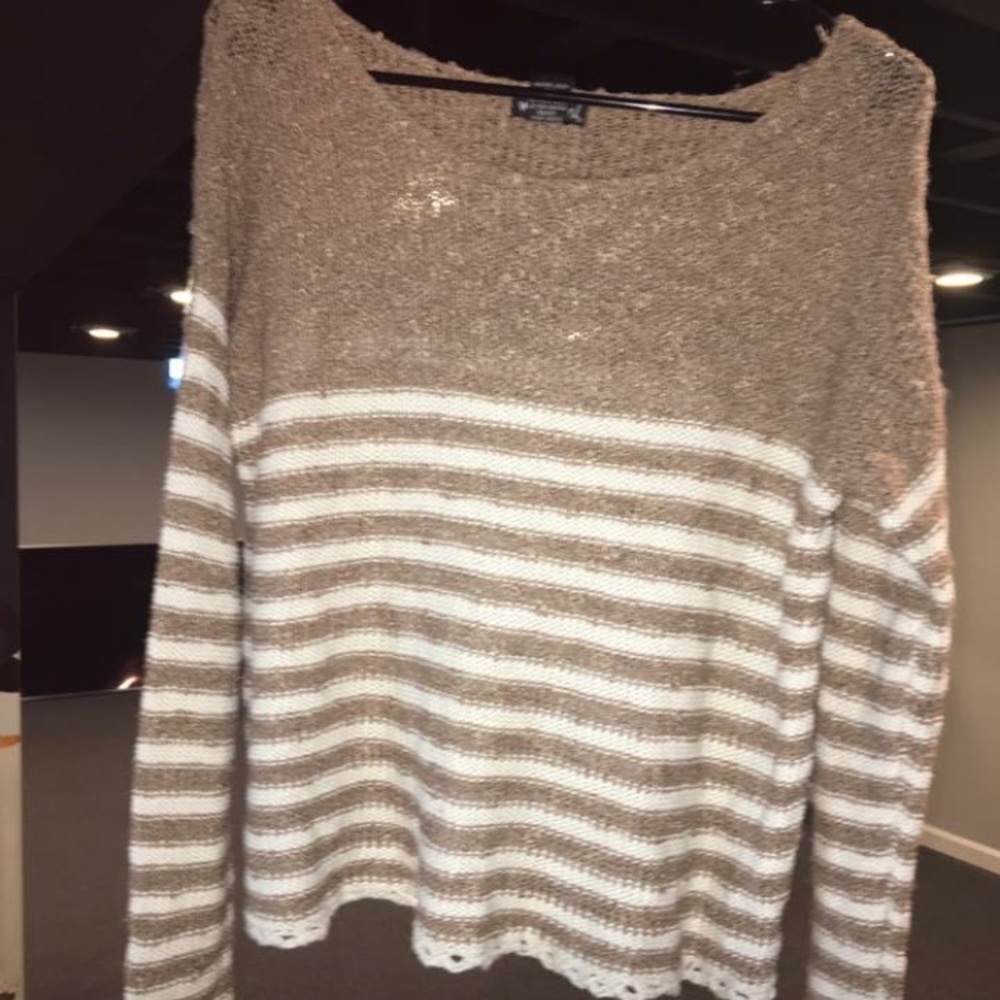Tan and white sweater